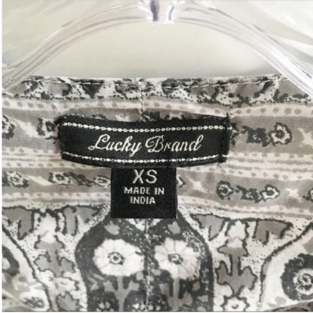 Lucky Brand shirt black white peasant boho tie - Picture 6 of 8
